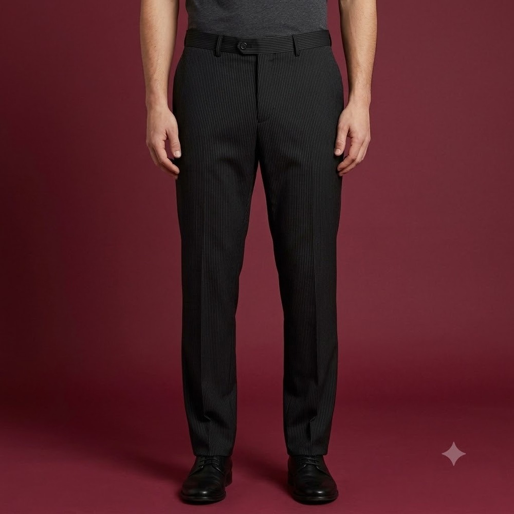 Zara Man Dress Pants Mens 46 Gray Pinstripe Slim Fit Trousers